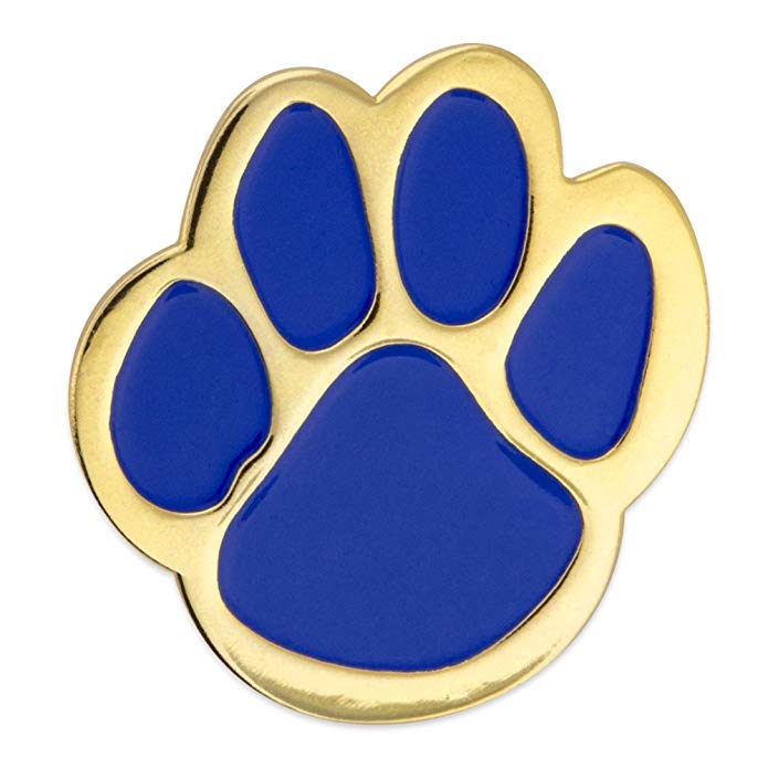 PinMart Blue and Gold Animal Paw Print School Mascot Enamel Lapel Pin