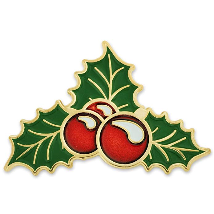 PinMart Christmas Holly Berry Xmas Mistletoe Holiday Lapel Pin