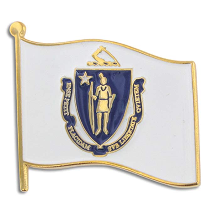 PinMart Massachusetts US State Flag MA Enamel Lapel Pin 1