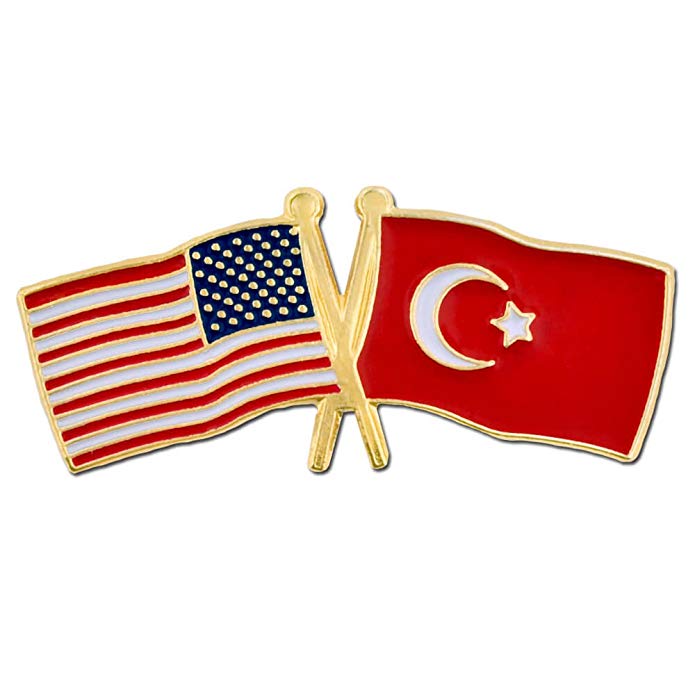 PinMart USA and Turkey Crossed Friendship Flag Enamel Lapel Pin