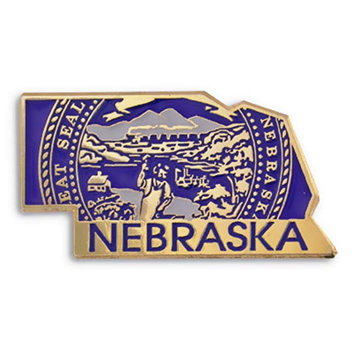 PinMart State Shape of Nebraska and Nebraska Flag Lapel Pin