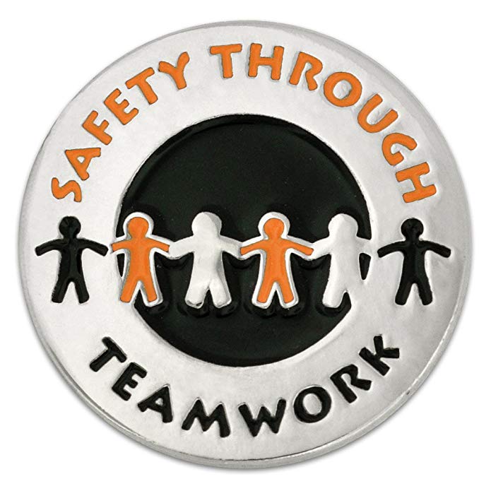 PinMart Safety Through Teamwork Enamel Lapel Pin