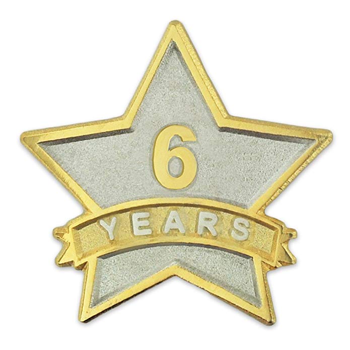 PinMart 6 Year Service Award Star Corporate Recognition Dual Plated Lapel Pin