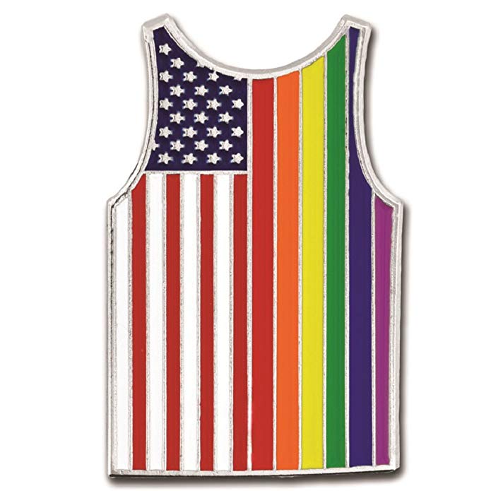 PinMart Gay Pride American Flag Tank Top LGBT Enamel Lapel Pin