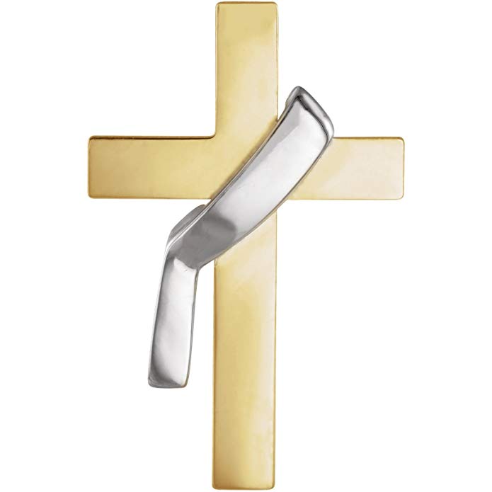 Bonyak Jewelry 14k Yellow Gold & White 22x14mm Deacon's Cross Lapel Pin