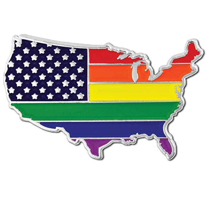 PinMart Gay Pride USA Shape Flag LGBT Enamel Lapel Pin