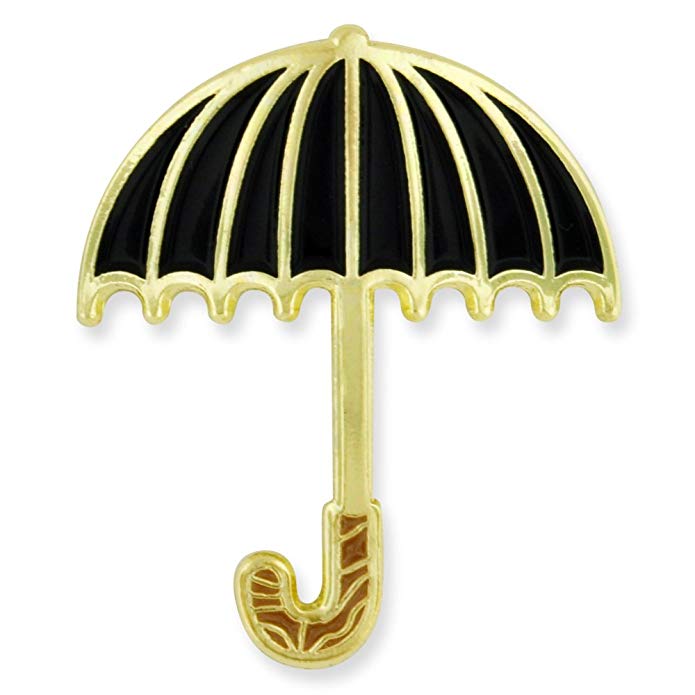 PinMart Black Traditional Umbrella Spring Enamel Brooch Lapel Pin