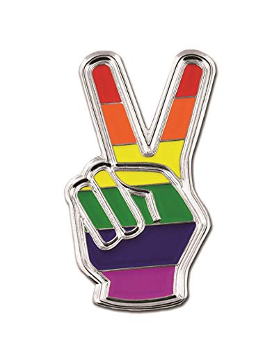 PinMart Gay Pride Peace Sign Finger LGBT Enamel Lapel Pin