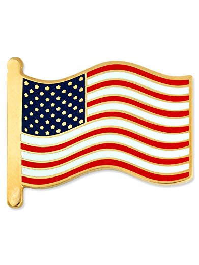 PinMart American Flag Patriotic Jewelry Quality Hard Enamel Lapel Pin