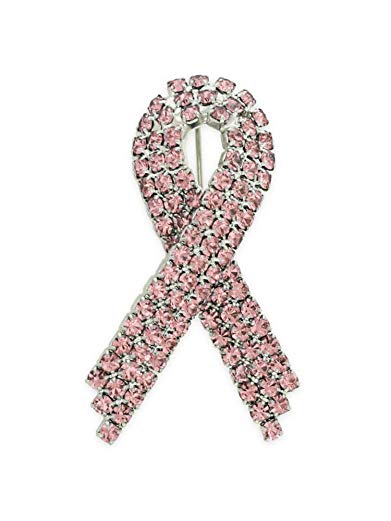 PinMart Breast Cancer Pink Rhinestone Crystal Awareness Ribbon Pin Brooch