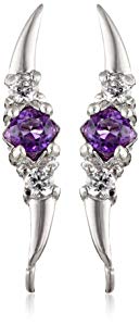 The Ear Pin Amethysts and Cubic Zirconias Triple Stone Sterling Silver Earrings